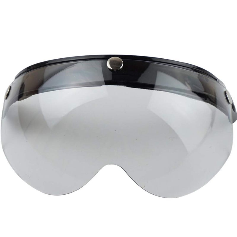 VCOROS Universal Motorcycle Retro Pilot-Style Standard 3 Snap-Button Visor Flip Up Down Open Face Helmet Half Face Shield(Clear) - Image 2